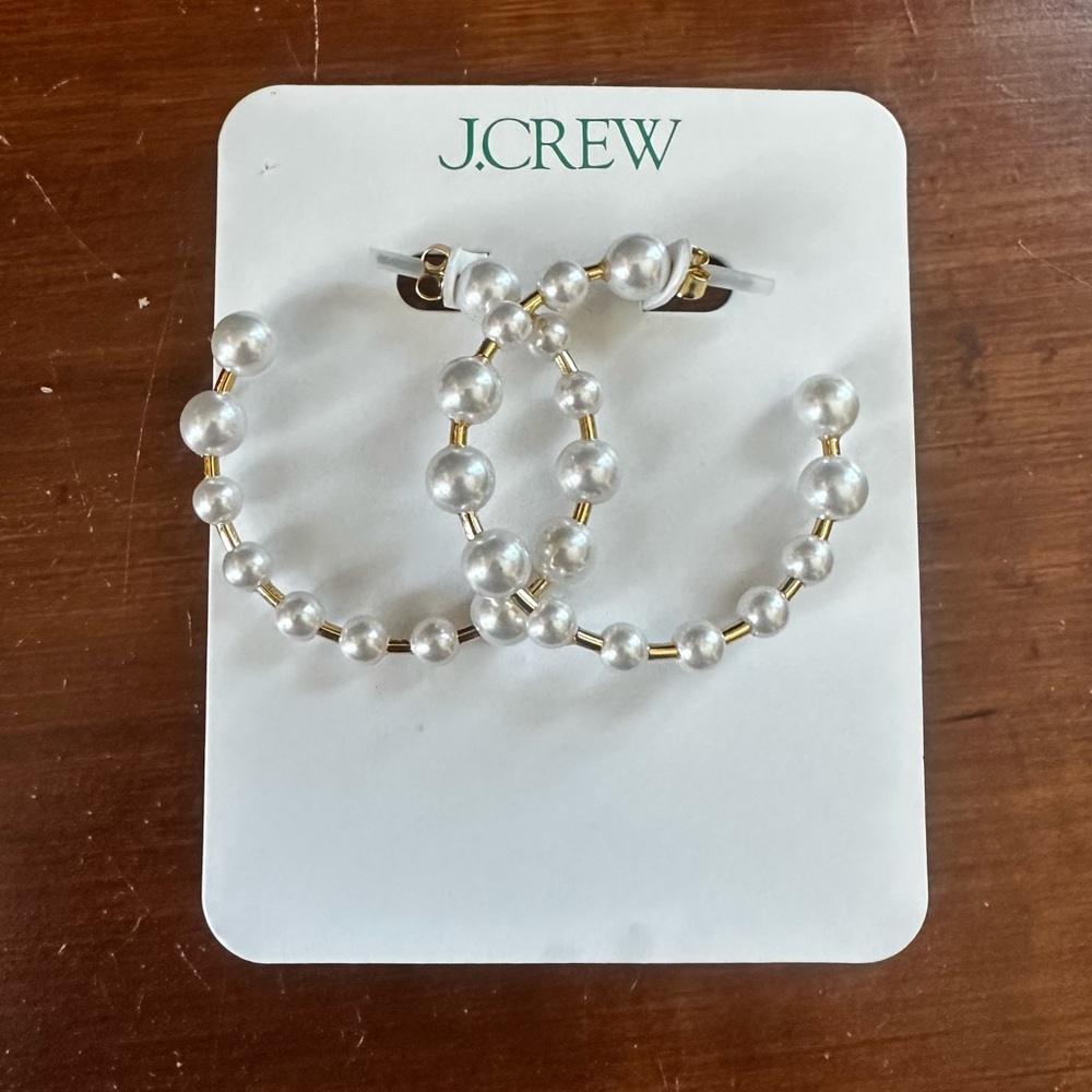 J. Crew Pearl Hoops